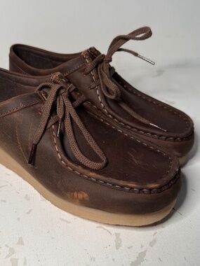NEW Clarks WALLABEE Brown Leather Shoes Moccasins